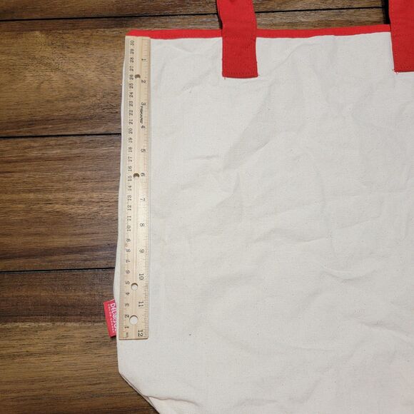 Del Sol Canvas Tote / Bag Large Logo Red Handles - Picture 7 of 8